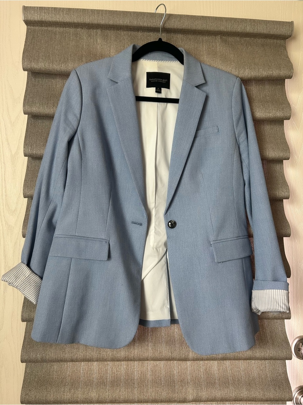 Banana Republic Light Blue Women's Blazer - Single-Button Tailored